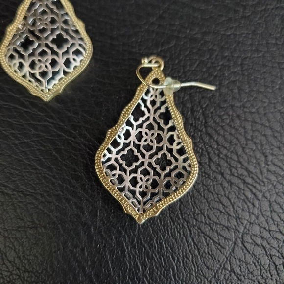 Kendra Scott Addie Earrings Silver Gold Plated Two Tone Dangle Filigree - Picture 5 of 5